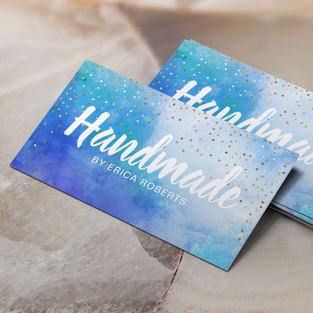 Carte De Visite Confetti cadeau d'or artisanal Elégante aquarelle (Créateur téléchargé)