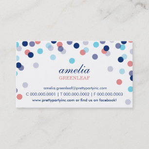 CARTE DE VISITE :: confetti chic marine aqua coral