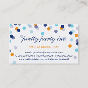 CARTE DE VISITE :: confetti chic marine aqua orang