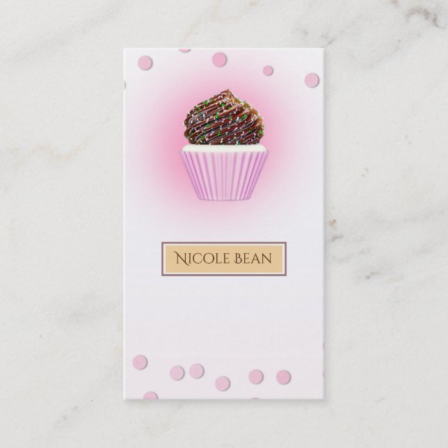 Carte De Visite Confetti Cupcake Rose Saupoudrer Boulangerie (Devant)