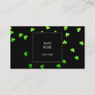 Carte De Visite Confetti de trèfle vert Vip de glam noir