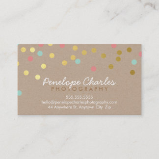 Carte De Visite Confetti d'or MODERNE spot motif menthe corail kra