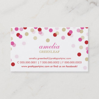 CARTE DE VISITE :: confetti élégant rouge or rose