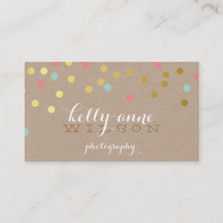 Carte De Visite CONFETTI GLAMOROUS mignon feuille d'or corail ment