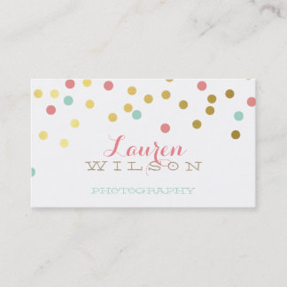 Carte De Visite CONFETTI GLAMOROUS mignon feuille d'or corail ment