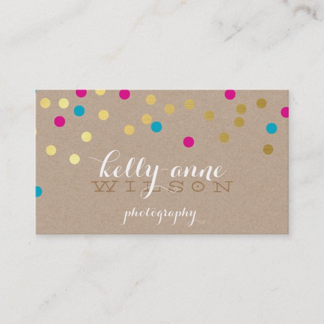 Carte De Visite CONFETTI GLAMOROUS mignon feuille d'or rose aquat  (Devant)