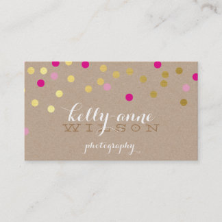 Carte De Visite CONFETTI GLAMOROUS mignon feuille or gras rose kra