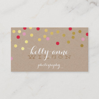 Carte De Visite CONFETTI GLAMOUR mignon or gras rouge rose kraft