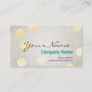 Carte De Visite Confetti Gold Polka Dot Circle Linen Textur
