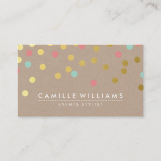 Carte De Visite CONFETTI moderne mignon motif or corail menthe kra