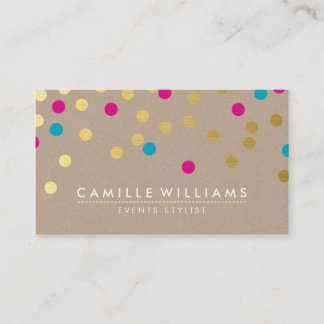Carte De Visite CONFETTI moderne mignon motif or rose bleu kraft