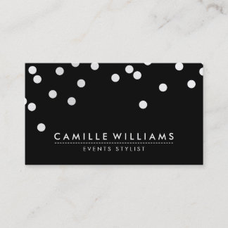 Carte De Visite CONFETTI moderne mignon point motif blanc noir