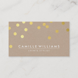 Carte De Visite CONFETTI moderne mignon point motif feuille d'or k