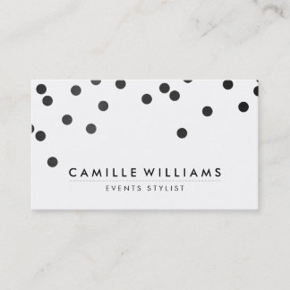 Carte De Visite CONFETTI moderne mignon pois motif noir blanc