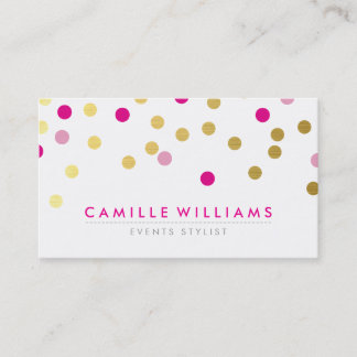 Carte De Visite CONFETTI moderne mignon spot motif or joli rose