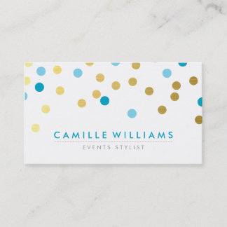 Carte De Visite CONFETTI moderne mignon spot motif or turquoise