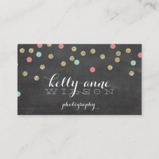 Carte De Visite CONFETTI PARTIES SCINTILLANT corail menthe d'or mi