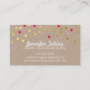 Carte De Visite CONFETTI SPOT motif moderne or rouge rose kraft