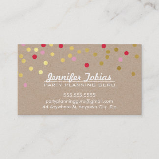 Carte De Visite CONFETTI SPOT motif moderne or rouge rose kraft