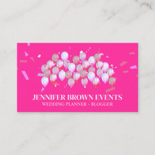Carte De Visite Confettis Classieux Rose Ballon Volant Style Party