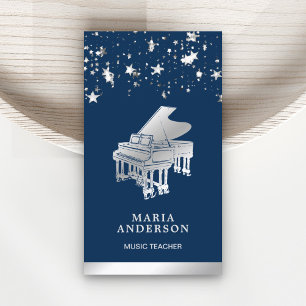 Carte De Visite Confettis de feuille d'argent Piano à queue Musici
