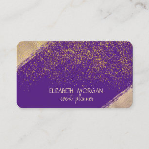 Carte De Visite Confettis élégants dorés faux , Violet