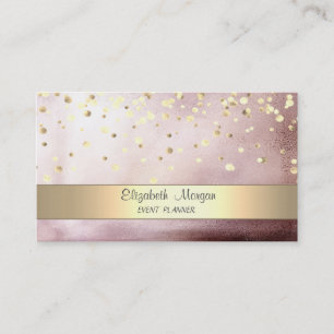 Carte De Visite Confettis élégants rayés rose doré
