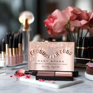 Carte De Visite Confettis roses d'étincelle d'or de manucure