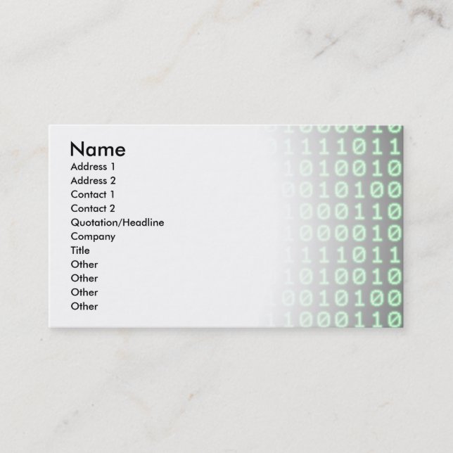 Carte De Visite Configuration binaire (Devant)