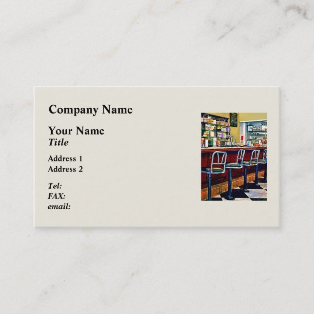 Carte De Visite Confiserie avec fontaine à soda (Devant)