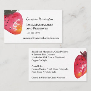 Carte De Visite Confit de fraises à l'aquarelle Artisan           
