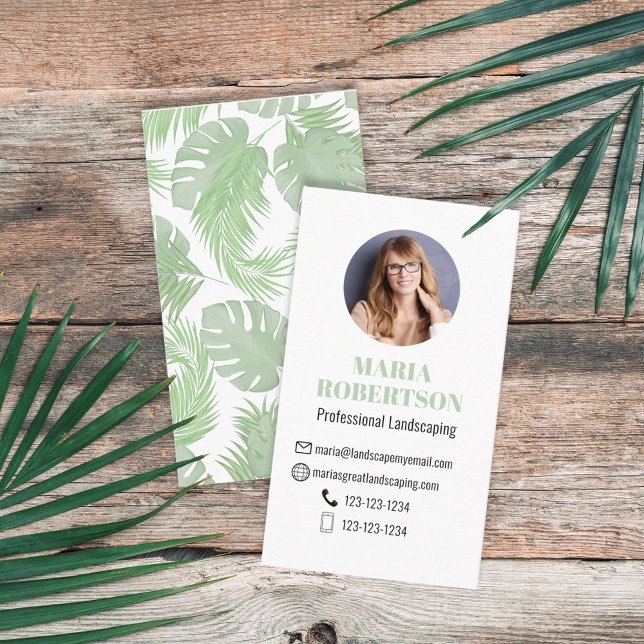 Carte De Visite Connect with Me | QR Code Social Media Palm Leaves (Créateur téléchargé)
