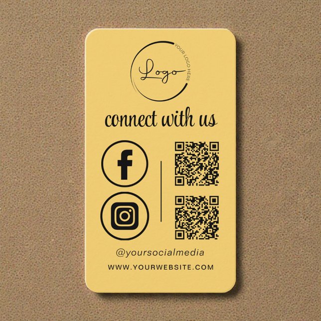 Carte De Visite Connect With Us Yellow QR Code (Créateur téléchargé)