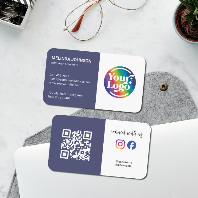 Carte De Visite Connectez le futur Dusk QR Code Logo Médias sociau (Créateur téléchargé)