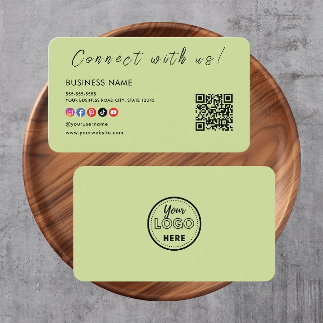 Carte De Visite Connectez-vous à nous Qr Code Social Media Lime Gr (Créateur téléchargé)