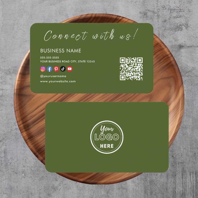 Carte De Visite Connectez-vous à nous Qr Code Social Media Moss Gr (Créateur téléchargé)