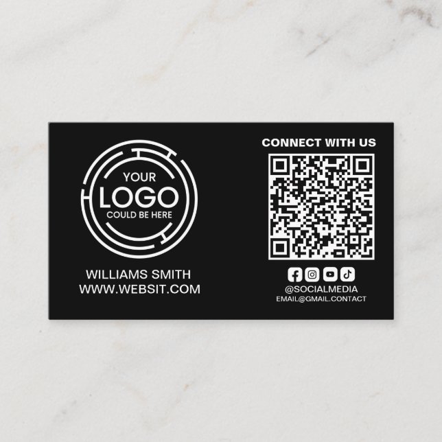 Carte De Visite Connectez-vous aux médias sociaux américains Code  (Devant)