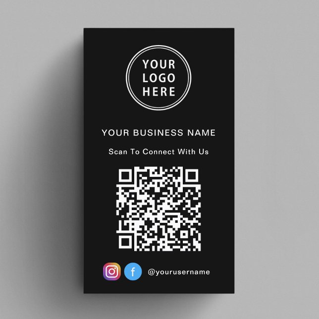 Carte De Visite Connectez-vous avec le logo US QR Code noir (Capture attention, make connections, and leave a lasting impression with our modern QR business card)