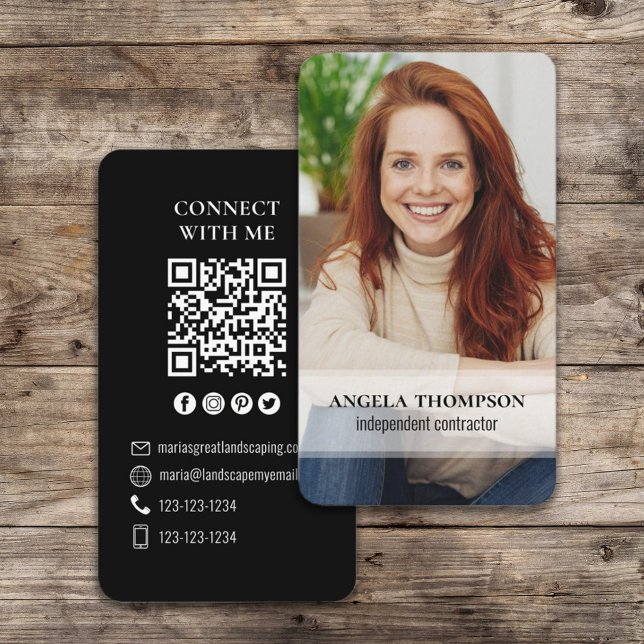 Carte De Visite Connectez-vous avec moi | Code QR Simple Moderne P (Créateur téléchargé)