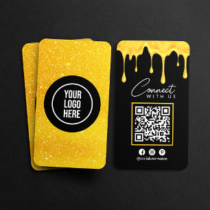 Carte De Visite Connectez-vous avec nous Black Gold Parties scinti