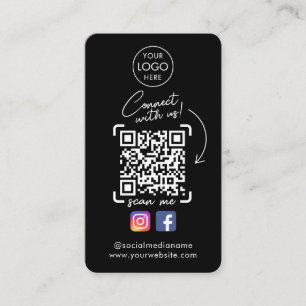 Carte De Visite Connectez-vous avec nous Black Instagram Facebook