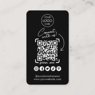 Carte De Visite Connectez-vous avec nous Black Social Media QR Cod