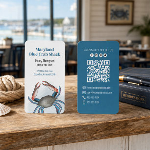 Carte De Visite Connectez-vous avec nous Code QR Crabe Bleu Côte