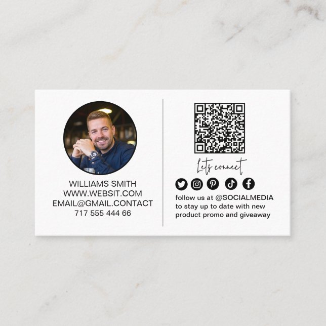 Carte De Visite Connectez-vous avec nous Code QR de médias sociaux (Devant)