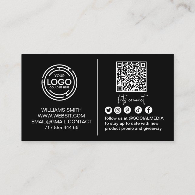 Carte De Visite Connectez-vous avec nous Code QR de médias sociaux (Devant)
