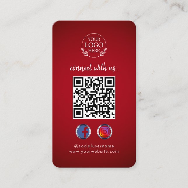 Carte De Visite Connectez-vous avec nous | Code QR des médias soci (Devant)