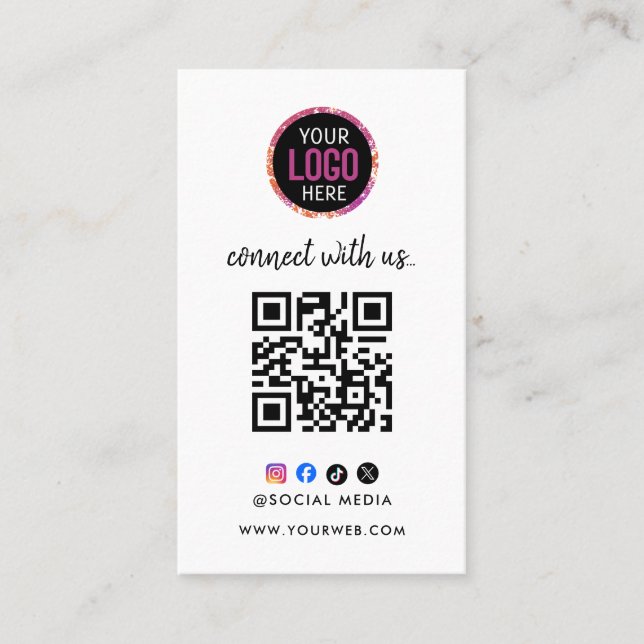 Carte De Visite Connectez-vous avec nous | Code QR des médias soci (Devant)