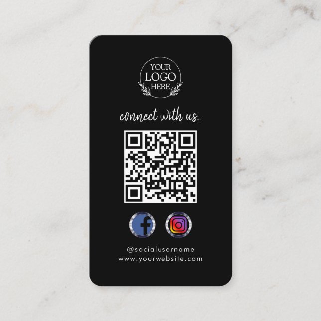 Carte De Visite Connectez-vous avec nous | Code QR des médias soci (Devant)