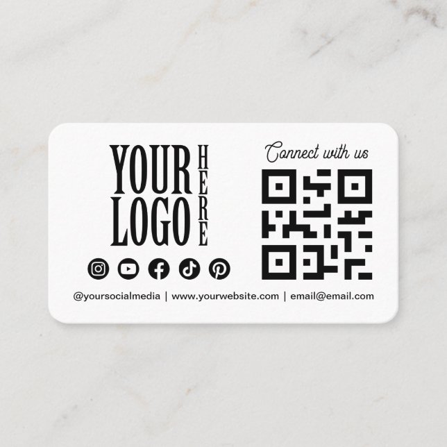 Carte De Visite Connectez-vous avec nous Code QR des médias sociau (Devant)
