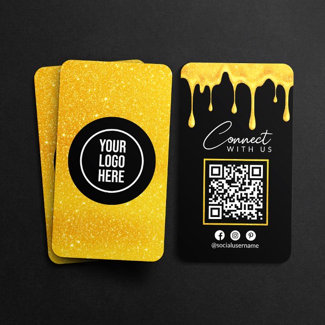 Carte De Visite Connectez-vous avec nous Code QR gouttes de paille (Créateur téléchargé)